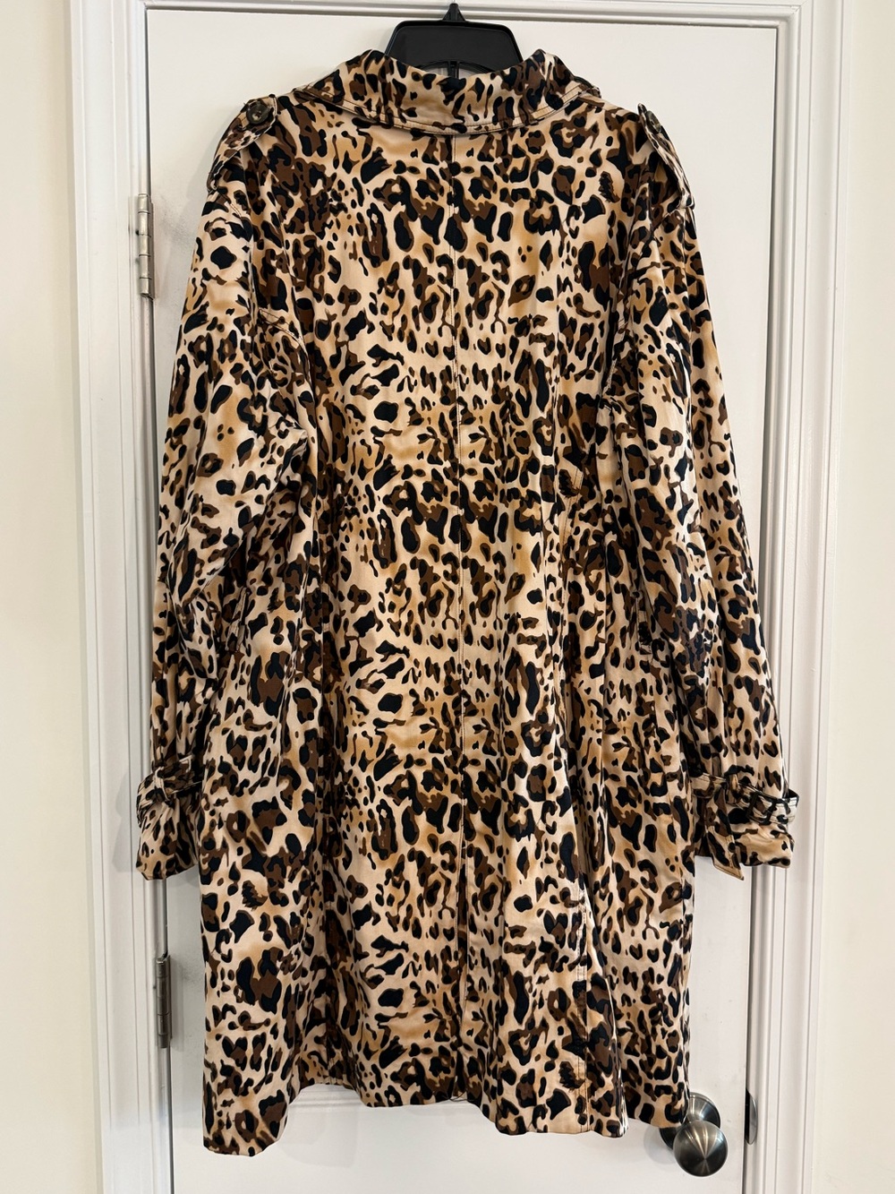 Ashley Stewart Leopard Print Long Button Jacket Size 2X Cotton Career Chic - Picture 2 of 11